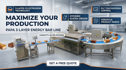 Latest company news about PAPA Machinery Unveils Advanced Three-Layer Energy Bar Machine for High-Capacity Protein Bar Manufacturing