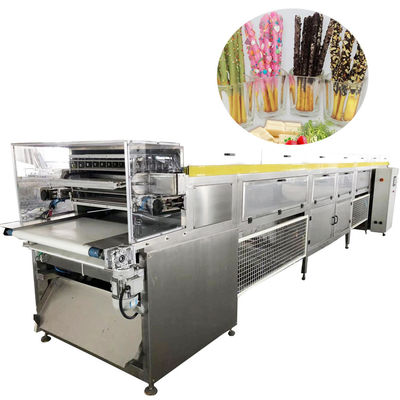 1300kg/h Chocolate Enrober Machine Air Cooling Pocky Sticks Double Coating Production Line